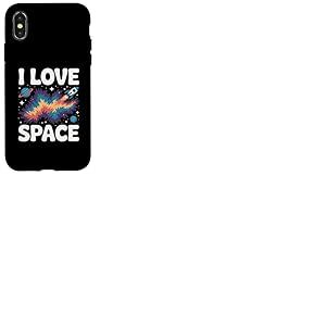 J'adore les planètes Space Cosmic Galaxy Rocket Coque pour iPhone X/XS