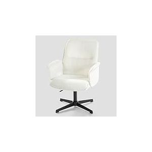 MEUBLE COSY Chaise de Bureau Fauteuil Coiffeuse Chambre Ergonomique Siège Pivotant Hauteur Réglable avec Accoudoir en Bouclette sans roulettes Capacité 120 kg Blanc, 66x63x82-94cm