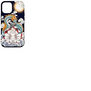 Pagode du Dragon Renard Kitsune &agrave; Neuf queues Japonaise Coque pour iPhone 12/12 Pro