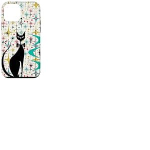Style rétro Atomic Era Mid Century Kitty Star Fond Coque pour iPhone 12 mini