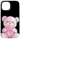 Costume d'ours en peluche rose avec chewing-gum bulles Coque pour iPhone 15