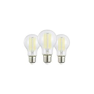 Eglo Lot de 3 ampoules LED E27, lampe à économie d'énergie classe énergétique A, 7,2 watts, 1521 lumens, éclairage blanc chaud, 2700 Kelvin, A60, Ø 6 cm