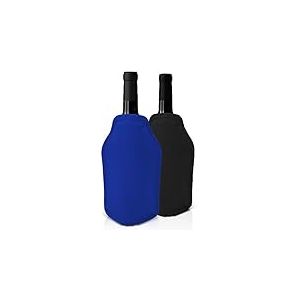 Lot de 2 Manchons Refroidissants à Vin - Parfait pour Refroidir les Bouteilles de Vin et de Champagne - Idéal pour les Fêtes, Dîners et Événements,Noir et Bleu