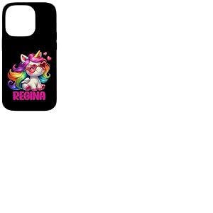 Regina Nom personnalis&eacute; Licorne Color&eacute;e Femmes Filles Coque pour iPhone 14 Pro