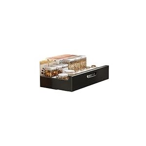 Tiroir Coulissant Cuisine, Etagere Cuisine Plateau Coulissant Cuisine, Organiseurs De Placards Tiroir Telescopique Cuisine Pour Placard De Cuisine,40Lx43Px9H CM,Pas Besoin De Percer Ni De Clouer,Noir