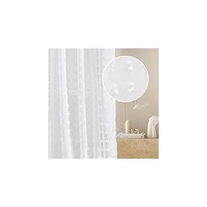 ROOM99 Rideau à œillets Casablanca 350 x 230 cm Largeur x Hauteur Salon Curtain Transparent Moderne Rideau Salon Chambre Blanc Pompons