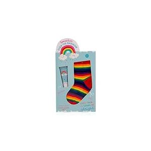 Accentra - Kit d'entretien OVER THE RAINBOW dans une belle bo&icirc;te cadeau, avec lotion pour les pieds et chaussettes au motif arc-en-ciel &ndash; Coffret cadeau pour filles ou gar&ccedil;ons pour un anniversaire,