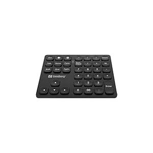 Sandberg Wireless Numeric Keypad Pro, Pav&eacute; Num&eacute;rique Portable avec Touches Silencieuses, Clavier sans Fil, Plug & Play, Rechargeable, Clavier Num&eacute;rique Bluetooth pour Les &Eacute;tudes De Au Bureau