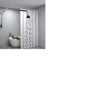 Tringle à rideau de douche d'angle en acier inoxydable 304 en forme de L, sans perçage pour baignoire 152,4 x 76,2 cm, couleur argentée,