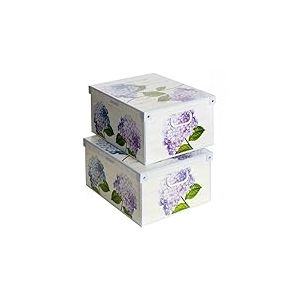 Lavatelli Collection Ortensie Hortensias Boite de Rangement avec Couvercle, Boite en carton, Rangement Vetement, Rangement Chambre, Bureau, Organisateur Tiroir, Boite Cadeau, Lot de 2 boites LARGE
