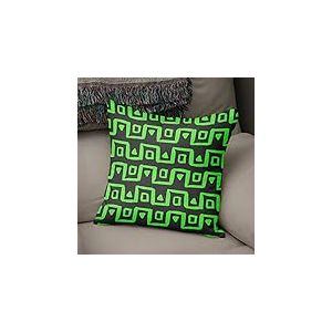BonaMaison Housse de Coussin Motif, Vert Fluo et fum&eacute;e Taie d'oreiller pour Lit Voiture Canap&eacute; Maison Salon Chambre, D&eacute;coration D'int&eacute;rieur, 43x43cm - Con&ccedil;u et Fabriqu&eacute; en Turquie