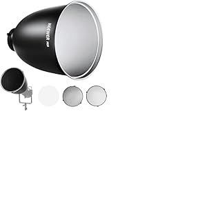NEEWER Réflecteur à Focale Profonde 29,5cm avec Monture Bowens & Grille en Nid d'Abeille 15°/30°et Chiffon Doux,Abat-jour Diffuseur à 45°Compatible avec Godox NEEWER Studio Strobe Flash Speedlite,FR30