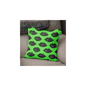 BonaMaison Housse de Coussin Motif, Vert Fluo et fumée Taie d'oreiller pour Lit Voiture Canapé Maison Salon Chambre, Décoration D'intérieur, 43x43cm - Conçu et Fabriqué en Turquie