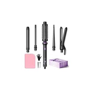 Fer à Boucler BESTOPE PRO, Ensemble de Fers à Boucler 5 en 1 Avec Lisseur, Brosse Thermique, 3 Fers à Boucler en Céramique (9 mm-25 mm) Pour Boucles Larges, 13 Températures