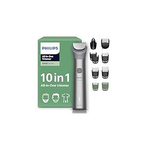 Philips Multigroom série 5000 Tondeuse tout-en-un 10 accessoires – tondeuse pour barbe, cheveux et corps, lames en métal auto-affûtées, 11 hauteurs de coupe (0,5-16 mm), modèle MG5918/15