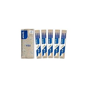 PILOT - Lot de 5 étuis de 3 recharges FriXion pour stylo effaçable. Compatibles FriXion Ball et FriXion Ball Clicker - Bleu - Pointe Moyenne