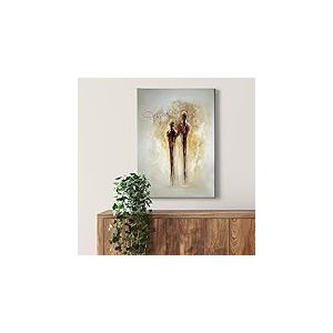 A.S. Création WTD Mantiburi Impression sur toile Motif couple d'amoureux Doré/crème 50 x 70 cm Format portrait Décoration murale pour chambre de mouton sur châssis