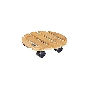 Wagner Support &agrave; roulettes pour Pot de Fleur Bamboo &Oslash; 29 x 7 cm I Porte Plante pour l'int&eacute;rieur, Bois de Bambou Clair I Roule Pot en Bois I Capacit&eacute; de Charge 100 kg - 20026701