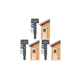 Kotarbau &ndash; Charni&egrave;re &agrave; penture droite de 100 &agrave; 400 mm &ndash; Pour volet, porte, portail, ferrure de jardin &ndash; Avec rev&ecirc;tement thermolaqu&eacute;, noir (Lot de 3)