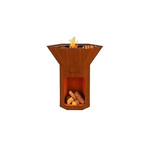 Barbecook Barbecue brasero Nestor Original, Barbecue à Bois Exterieur avec plancha en Acier corten, 92x92x101cm