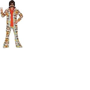 FIESTAS GUIRCA Déguisement Roi du Disco - Tenue des années 70s - Costume Années 60s Hippie Pantalon Pattes d'Elephant Homme Taille S 46-48