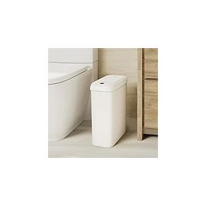 EKO Poubelle automatique de salle de bain avec couvercle, 9 litres, fine, sans contact, poubelle &eacute;tanche avec d&eacute;tecteur de mouvement, pour salle de bain, bureau, cuisine, blanc