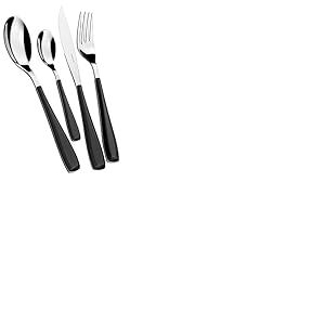 BUGATTI EZNU-057F00/4 Essenza M&eacute;nag&egrave;re de 4 Pi&egrave;ces Service de Table SAN/Acier Noir 16 x 23 x 3 cm