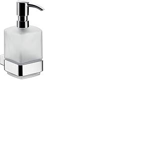 EMCO distributeur de savon mural loft, distributeur de savon mural &eacute;l&eacute;gant et compact en aluminium et verre cristal, distributeur &agrave; pompe de haute qualit&eacute;, chrom&eacute; et satin&eacute;
