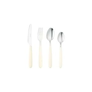 Couverts de bistro Grunwerg, ensemble de 16 pièces, acier inoxydable 18/0, manche arrondi, blanc