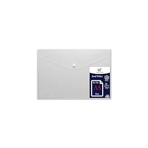 Portefeuille A5 en plastique transparent avec bouton-pression - Format A5 - En plastique robuste - Avec bouton-pression - Pour documents - Format A5-1 portefeuille à bouton-pression