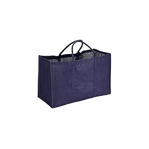 La Cordeline Sac de Rangement en Jute, 72L, 65x30x40cm, Bleu Indigo, Intérieur PP, Double Poignée, Pliable - Pour transporter, stocker bois cheminée - Cabas de courses