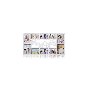 ARPAN Cadre Photo pour 10 Photos Multi-Ouvertures, support Mural Blanc avec Feuille en polystyrène pour Photos de 15 x 10 cm, 10 x 12 x 17 cm, Cadre Photo en Plastique Blanc