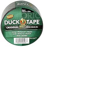 Duck Tape Original Ruban adhésif imperméable formule améliorée et haute résistance pour réparation de conduit ou canalisation Noir 50 mm x 25 m