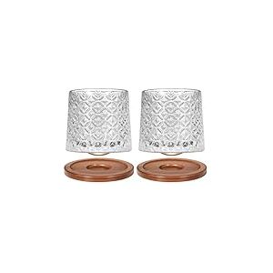Uten Verre &agrave; Eau Rotatif, Verre &agrave; Whisky de 275 ml, Sous-verres en Bambou, Peut &ecirc;tre Utilis&eacute; Comme Verres &agrave; Rhum, Tasse &agrave; Cocktail, Tasse &agrave; Caf&eacute;, Gobelets, R&eacute;duire le Stress-1pcs (Lot de 2)