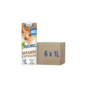 BJORG - Lait d'Amande Cappuccino - Lait Végétal Bio - Pauvre en Acides Gras Saturés - 1 L - lot de 6 (total de 6 L)