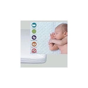 Ti TIN, Lot de 2 Prot&egrave;ges Matelas pour Lit Enfant/B&eacute;b&eacute;, 50x80 cm | Prot&egrave;ge matelas Doux, Respirant, Imperm&eacute;able et Antibact&eacute;rien - 100% Coton - Doublure en Polyur&eacute;thane - Tissu &Eacute;ponge - Couleur Blanc