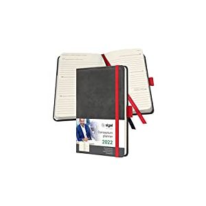 SIGEL C2258 Agenda semainier 2022 Conceptum, couverture rigide, 9,5 x 15 cm, motif Vintage aspect cuir gris fonc&eacute;