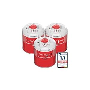 EVOCAMP 3X Cartouche de gaz Propane Butane 450g, Cartouche à vis avec Filetage européen 7/16", Bouteille de gaz 809ml, bonbonne de gaz utilisable pour Les Grills Weber séries Q100/1200