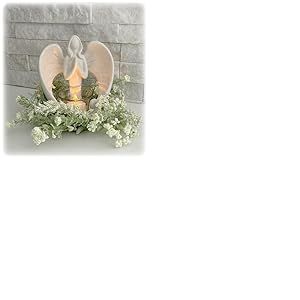Statue commémorative Ange avec Bougie Chauffe-Plat LED, Cadeau de condoléances avec Carte de condoléances ou décorations de célébration de la Vie
