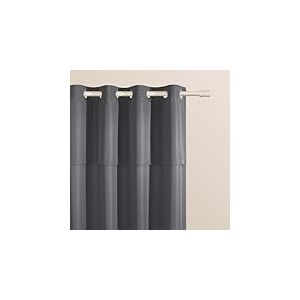 ROOM99 Rideau avec œillets Mia 140 x 250 cm Largeur x Hauteur, Décoration de Fenêtre, Curtains et Draperies intérieurs pour Salon, Chambre Moderne Volant Gris foncé, 1 pièce
