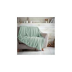 GC GAVENO CAVAILIA Couvre Popcorn Couverture de canapé-lit en nid d'abeille de qualité supérieure, Facile d'entretien, Super Douce et Chaude, Moelleuse, Flanelle, Bleu Canard, 200X240