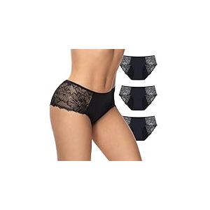 Feel Natural Mixte Pack De 3 Culottes Menstruelles Bross&eacute;, Noir, XXL EU