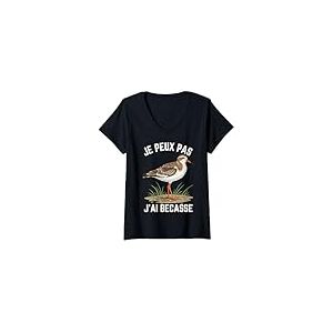 Femme Je Peux Pas J'ai B&eacute;casse Cadeau Homme Chasse Papa Chasseur T-Shirt avec Col en V