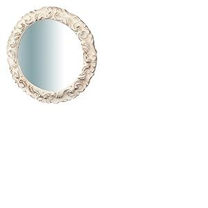 Biscottini - Miroir Mural en Bois Finition Blanc Antique L40xP3xH40 cm - Miroir de Chambre &agrave; Coucher Mural - Miroir avec Cadre - Miroir Vintage