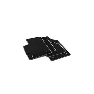 MTM PRO-4522 Tapis pour Fiat 500 / 500C / 500S (aussi Hybrid) 2007>, sur Mesure en Velours, Bords en Similicuir et Double Surpiqûre Chromée, black