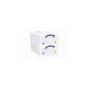 Really Useful Lot de 2 boîtes de rangement en plastique Transparent 50 l