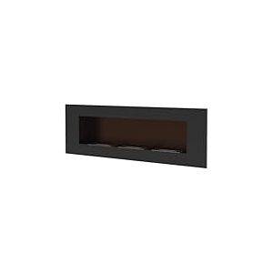 KRATKI Delta 3 Cheminée d'Intérieur Bio Ethanol | pour Installation Murale ou Encastrée l Récipient Bio 0.6 l, Certifié TÜV | Acier, 40 x 120 cm, Noir