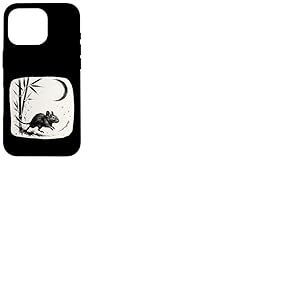 Peinture à l'encre Sumi e Degu en bambou, lune et nuit Coque pour iPhone 16 Pro