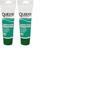 Quelyd Joints pour Depron &ndash; Colle Joint pour Plaques d&rsquo;Isolation Thermique Depron Quelyd &ndash; Colle en P&acirc;te Pr&ecirc;te &agrave; l&rsquo;Emploi &ndash; Sans Solvant &ndash; Couleur : Blanc (Lot de 2)