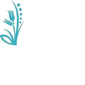 Indigos 4051095188117 Sticker Mural – f50 Design Abstrait Tribal/Minimaliste Tulipe avec Deux Grandes Fleurs et Pois Vinyle Turquoise 40 x 21 cm